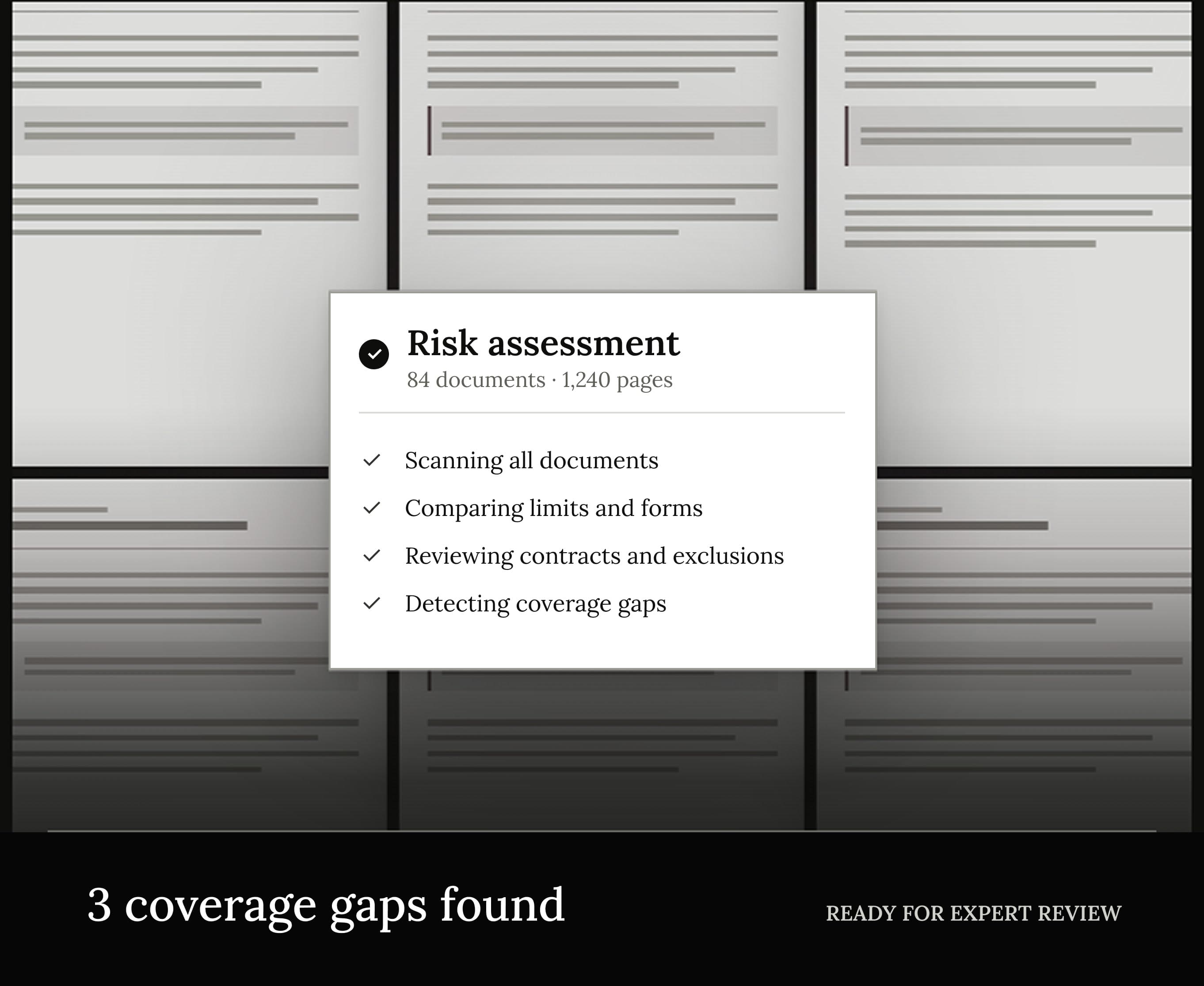 Animation showing AI extracting and comparing insurance policy information